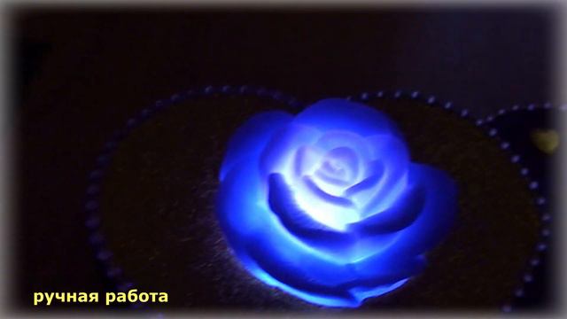 Роза-свеча,мигает разными цветами,подсвечник💜сердечки,ручная работа,волшебно,блестяще,люкс и зачёт!