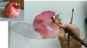 Рисуем гранат акварелью.