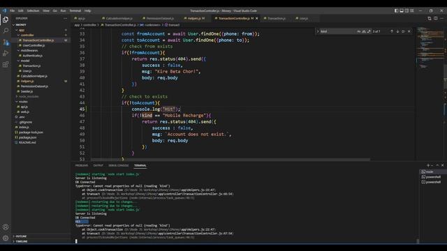 26. NodeJS ExpressJS  MongoDB Backend Project - MFS Like Bkash:   Insert Transaction Data