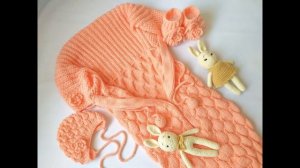 Вязанный комплект  для новорожденного. Конверт на выписку,шапочка,пинетки  Нежность Конверт кокон