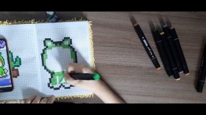 Рисую милую собачку по клеткам в блокноте