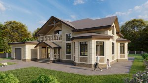 Проект дома с мансардой и бассейном