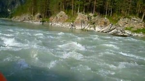 Поездка на лодке на высокой скорости по реке Катунь (Горный Алтай).