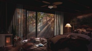 Тихий осенний дождь без грома для расслабления и сна. Звуки дождя и камина от бессонницы