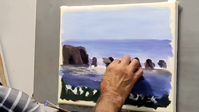 How to Paint a Rocky Beach Scene | Oil Painting for Beginners смотреть онлайн