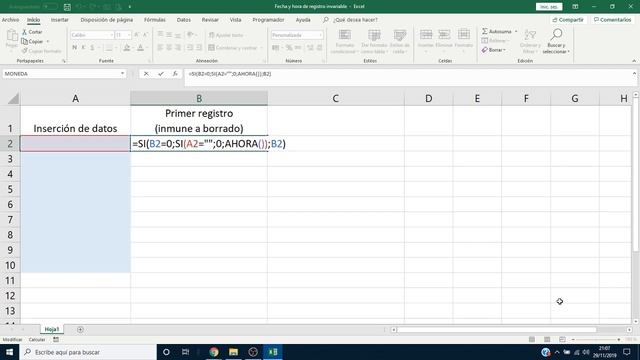 Fecha y hora invariable de registro de datos en Excel смотреть онлайн