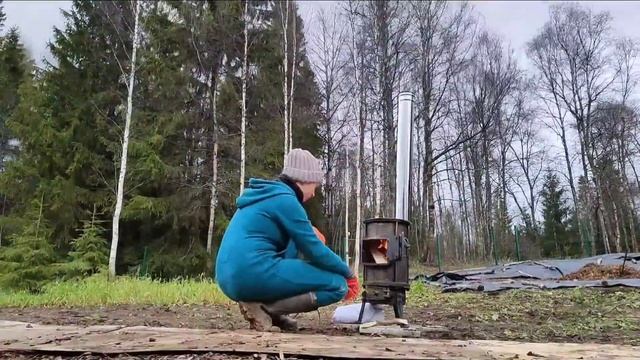 Советская чугунная буржуйка. первый запуск смотреть онлайн