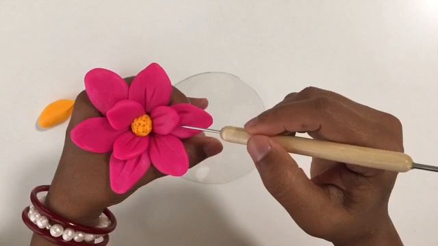 :) How to make a clay pink magnolia flower model craft easy DIY / clay art смотреть онлайн