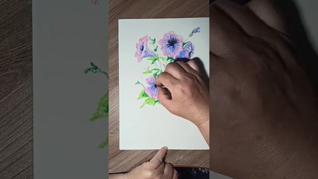 Цветы в кашпо, скетчинг масляной пастелью. смотреть онлайн