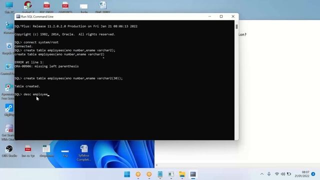 Oracle 11g installation and configuration | How to Connect with Oracle |  Execute Query | Commit