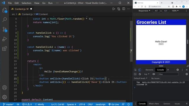 React Click Events | Learn ReactJS