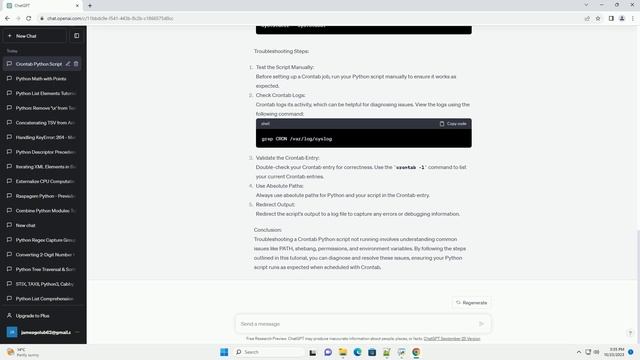 Crontab Python Script not running смотреть онлайн