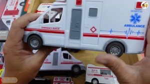 RC trucks, ambulances, legos, fire trucks, boxes full of toy cars, emergency sirens, toy cars, A125