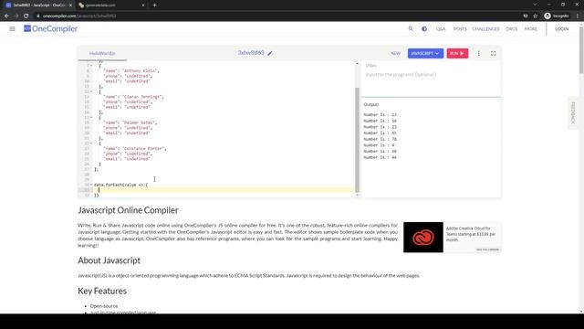 JavaScript Array forEach Method: forEach Object of Array