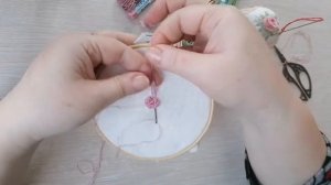 Бразильская  объемная вышивка розы/наборный стежок/схема вышивки/brazilian embroidery/ вышивка