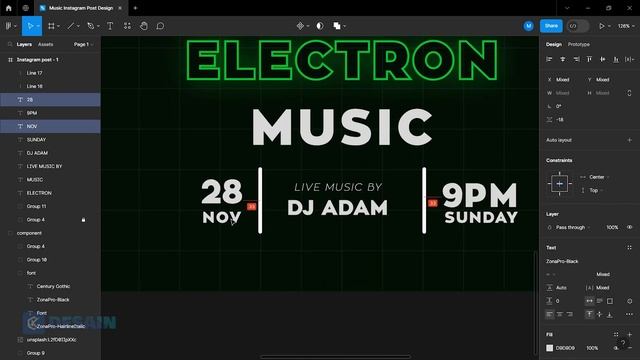 How to make music instagram post design in Figma - Figma Design смотреть онлайн