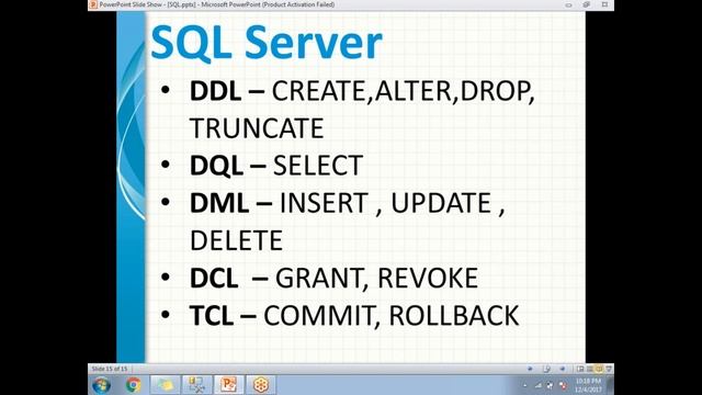 SQL DDL Commands | SQL DML Commands