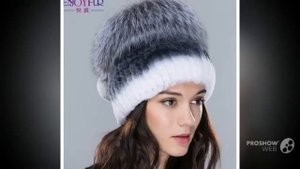 Красивая вязанная меховая шапка с мехом чернобурки. Купить шапку