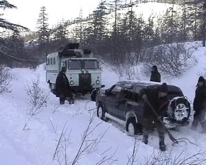 Поиски рыбаков б.МЕЛКОВОДНАЯ Ольский р-н 26 февраль 2007г.