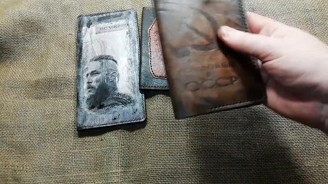 Портмоне и четыре обложки на паспорт. Показываю новые работы. смотреть онлайн