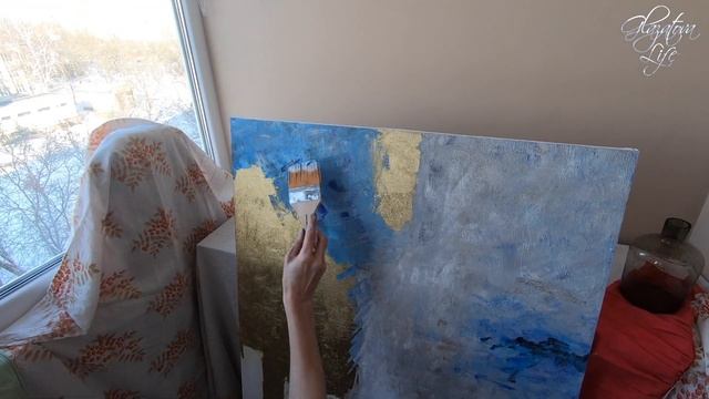 АРТ на Балконе! Рисуем Картину. Клеим Поталь. Абстракция.