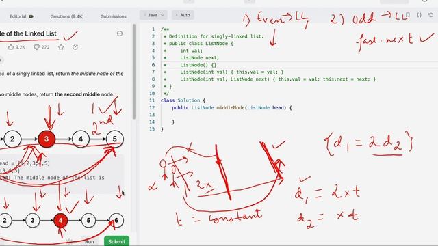 [LEETCODE] [JAVA] 876. Middle of the Linked List | Approach 2