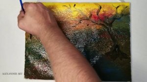 акриловая живопись пошагово /техника росписи скрубером /рисование акрилом