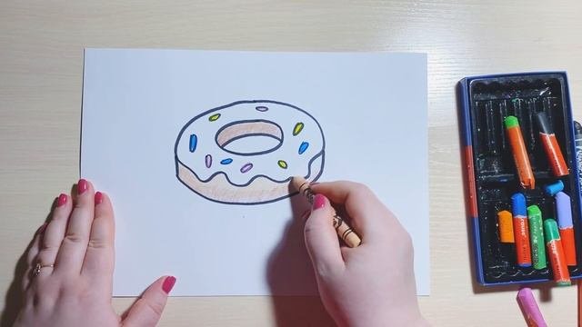 Как нарисовать пончик - урок рисования для детей. Рисуем еду легко и просто