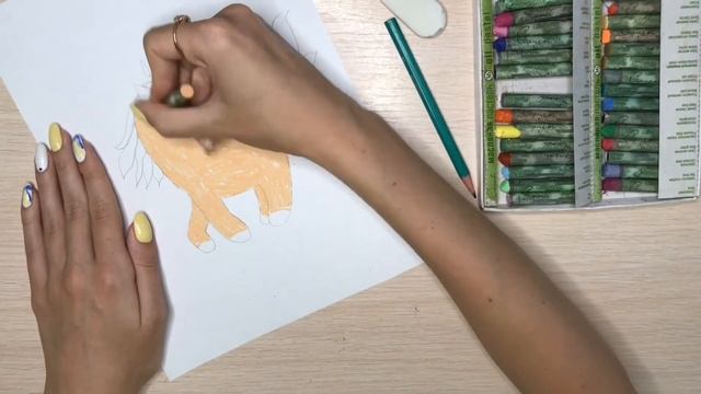Восковые мелки или масляная пастель. Единорог. смотреть онлайн
