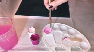 Рисование цветущей сакуры в технике разбрызгивания краски