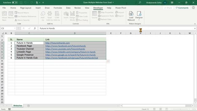 Open Multiple Websites from Excel in One Click | Vivekananda Sinha | Video 86