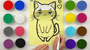 Sand painting drawing kitten for kids and toddlers