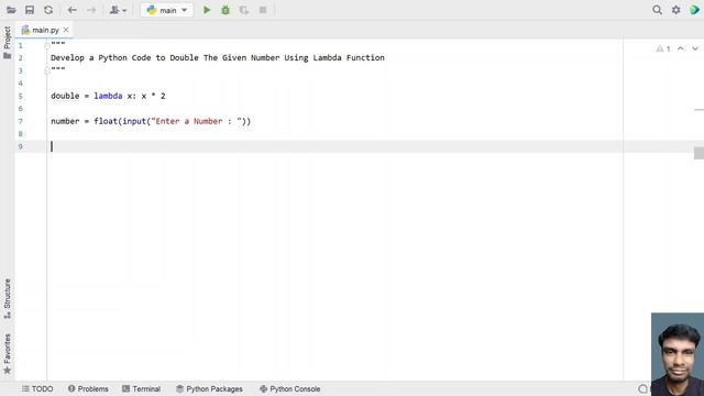 Develop a Python Code to Double The Given Number Using Lambda Function