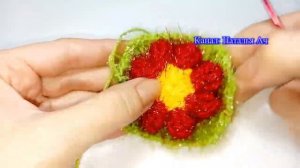 Бабушкин квадрат с цветком + 3 - Д + Схема (в описании) + Мастер-класс