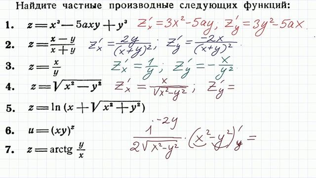 Частные производные функции многих переменных