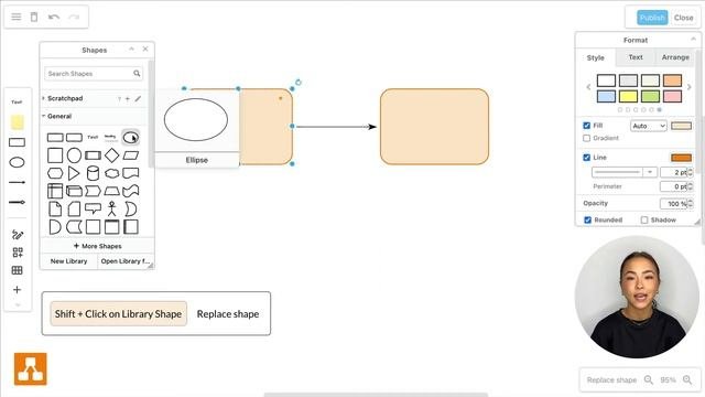 Shortcut #36 - How to replace an object in draw.io