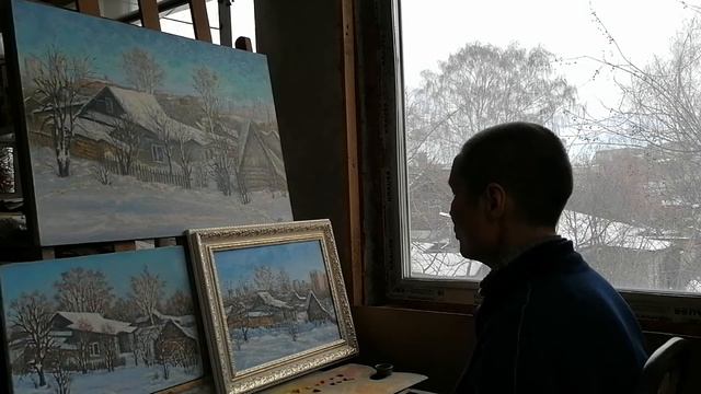 29.3.2022г.Этюды.Вид из окна. Хм. 30-40 см, 50-70 см. В раме на продажу. смотреть онлайн