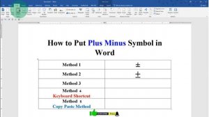 How to Put Plus Minus Symbol in Word