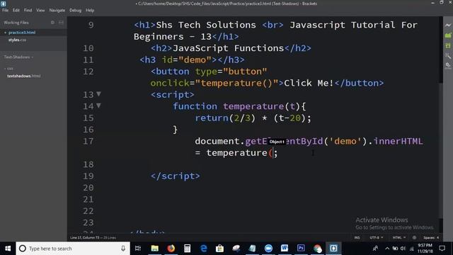JavaScript Tutorial For Beginners - 13 | JavaScript Functions |JavaScript Local and Global Variable