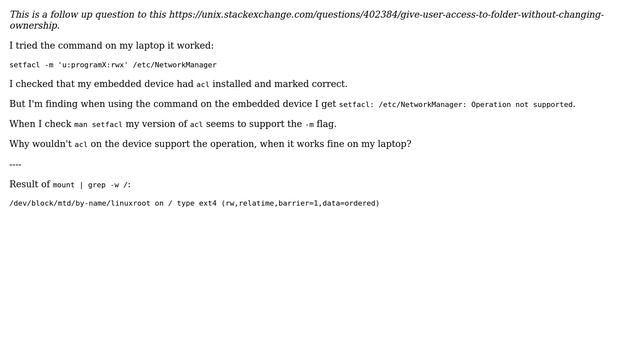 Unix & Linux: Operation not supported with setfacl? смотреть онлайн