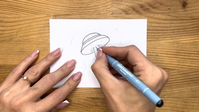 Рисунок черной ручкой "НЛО" для начинающих | Милые и легкие картинки для детей и взрослых смотреть онлайн