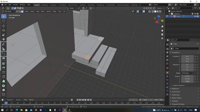 Как построить дом в Blender. Вариант первый: из одного меша экструдом. смотреть онлайн