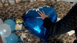 Аэродизайн. Выписка из роддома. Фольгированное сердце с надписью