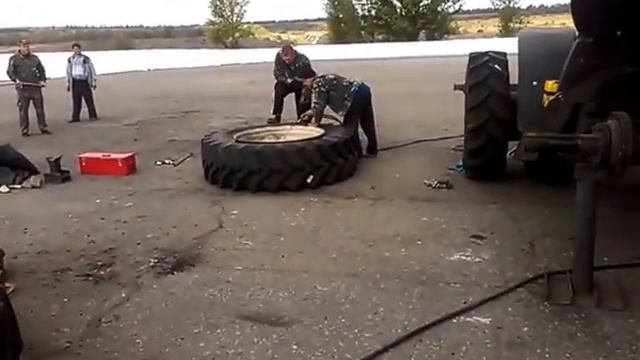 Накачка колеса газом.