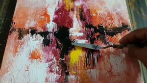 Making of Abstract Painting on Canvas in Acrylics / Brayer & Palette knife/Project 365 days/Day#094
