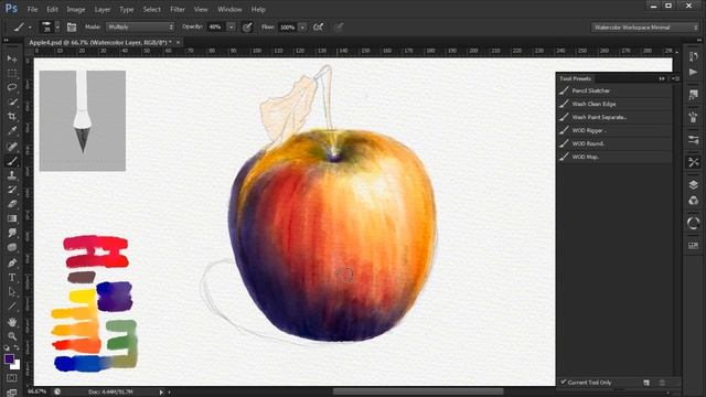 11. Demo Watercolor Painting of an Apple using Photoshop. Video 11 смотреть онлайн