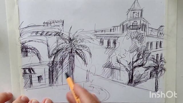 Архитектура Южного города#графика #художник #рисуемвместе #перспектива #сочи #абхазия2023