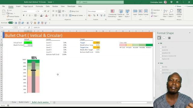 Create Vertical & circular Bullet charts in Excel