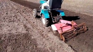 минитрактор  фреза первые работы в огороде