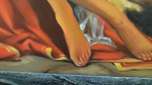 Картина маслом "Девушка со Львом"